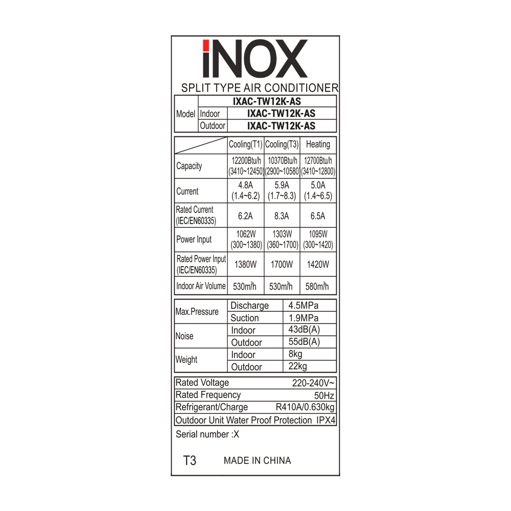 مكيف iNOX انفيرتر ١ طن T3 مع تحكم بالأمبير واي فاي — view 5