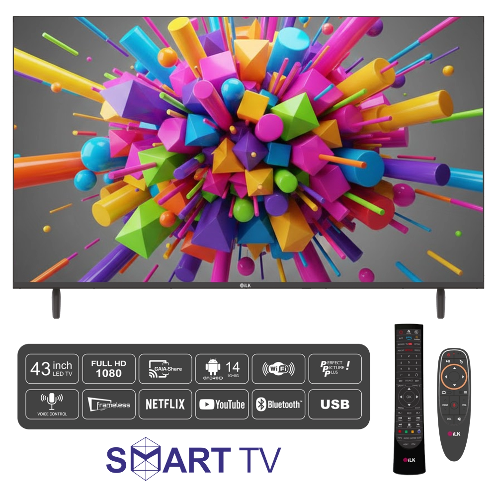شاشة iLK الذكية بنظام أندرويد ٤٣ بوصة LED TV بدقة FULL HD